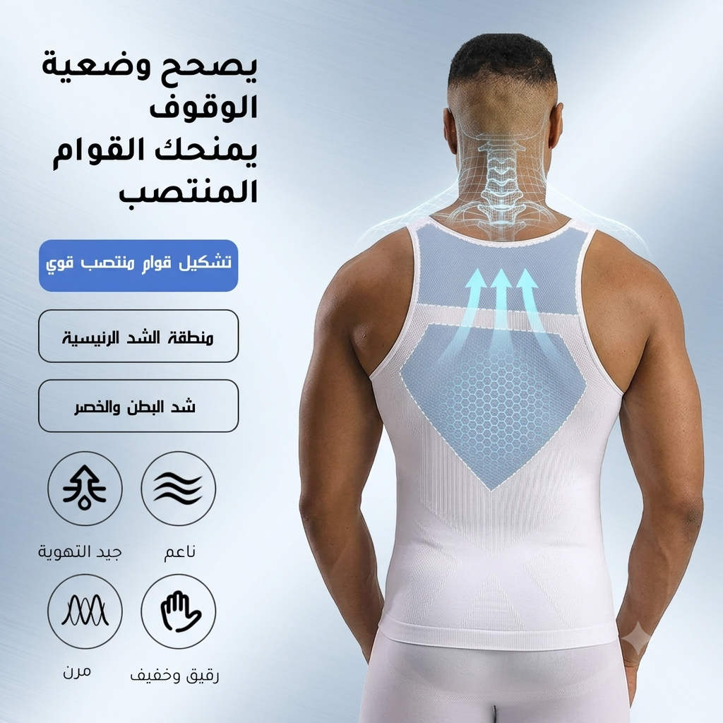 سترة كورسيه رجالية مصنوعة من قماش يمنح شعوراً بالبرودة عند الملامسة.